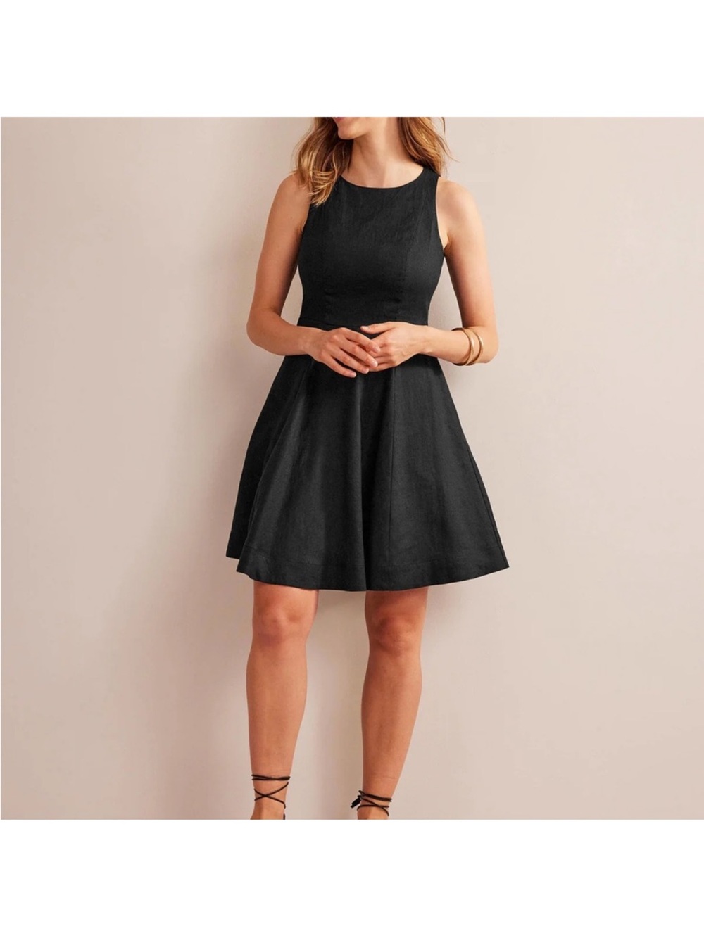 Boden Fit and Flare Linen Mini Dress Size 4 P Classic Minimalist Summer New